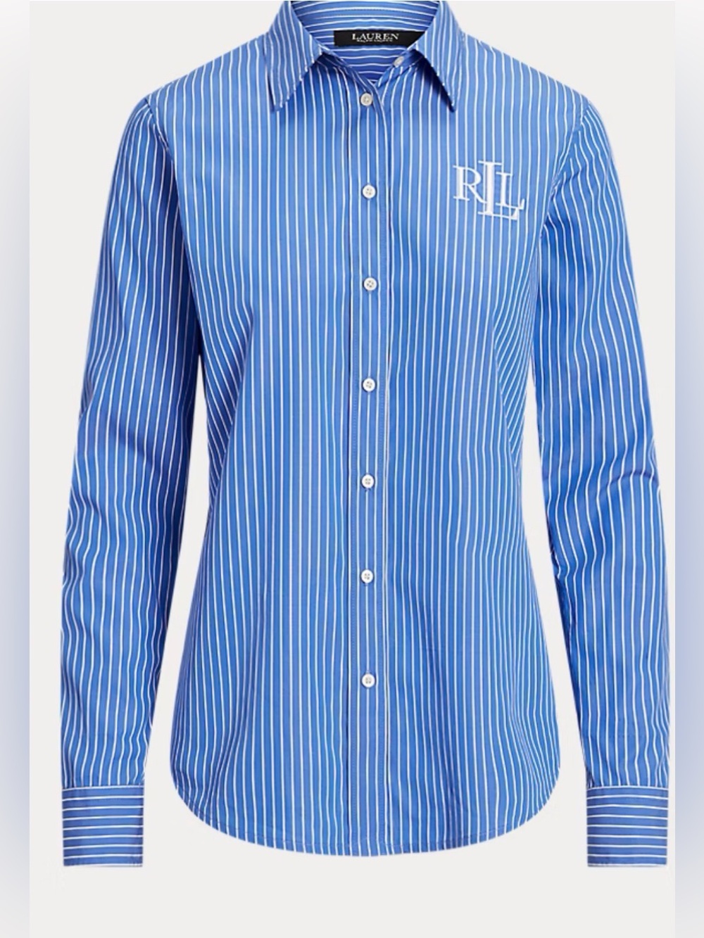 Ralph Lauren Blue and White Striped Button-Up Shirt (B5)